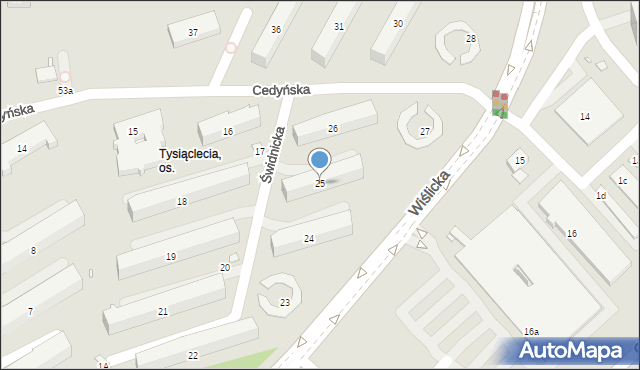 Kraków, Osiedle Tysiąclecia, 25, mapa Krakowa