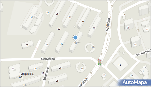 Kraków, Osiedle Tysiąclecia, 30, mapa Krakowa
