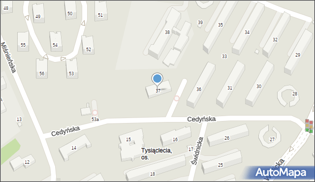 Kraków, Osiedle Tysiąclecia, 37, mapa Krakowa