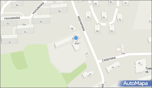 Kraków, Osiedle Tysiąclecia, 57A, mapa Krakowa