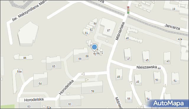 Kraków, Osiedle Tysiąclecia, 70, mapa Krakowa