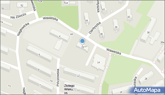 Kraków, Osiedle Złotego Wieku, 13, mapa Krakowa