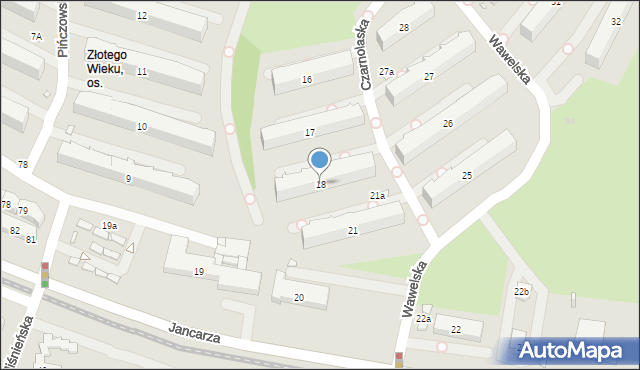 Kraków, Osiedle Złotego Wieku, 18, mapa Krakowa