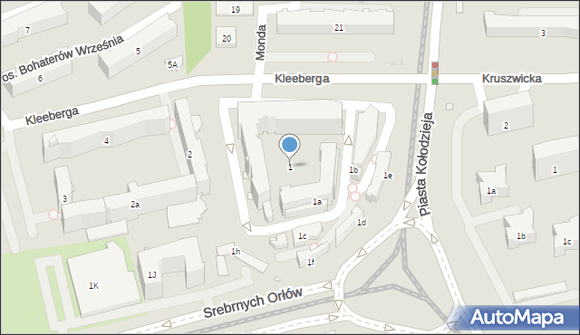 Kraków, Osiedle Bohaterów Września, 1, mapa Krakowa