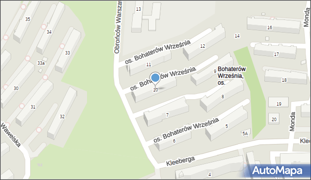 Kraków, Osiedle Bohaterów Września, 10, mapa Krakowa