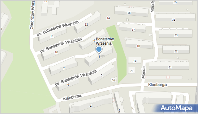 Kraków, Osiedle Bohaterów Września, 8, mapa Krakowa