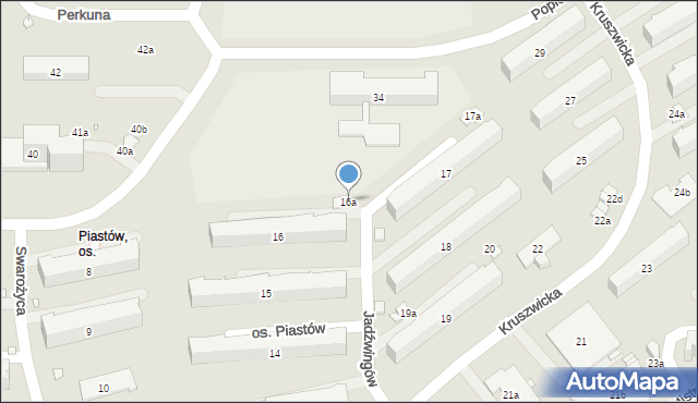 Kraków, Osiedle Piastów, 16a, mapa Krakowa