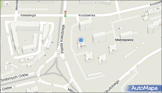 Kraków, Osiedle Piastów, 1a, mapa Krakowa