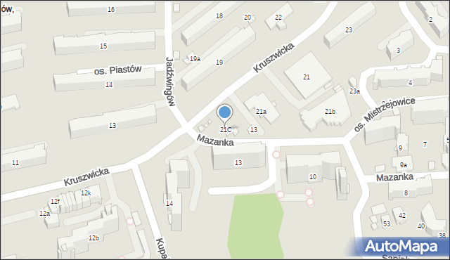 Kraków, Osiedle Piastów, 21C, mapa Krakowa