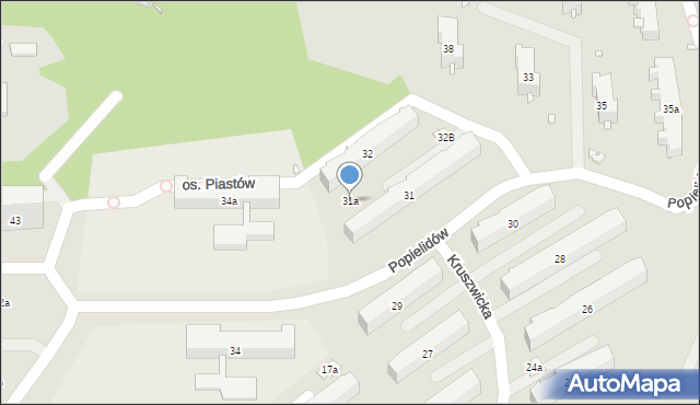 Kraków, Osiedle Piastów, 31a, mapa Krakowa