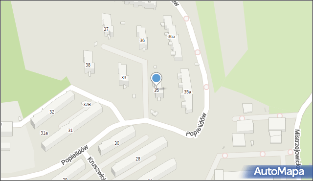 Kraków, Osiedle Piastów, 35, mapa Krakowa