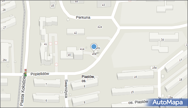 Kraków, Osiedle Piastów, 40a, mapa Krakowa