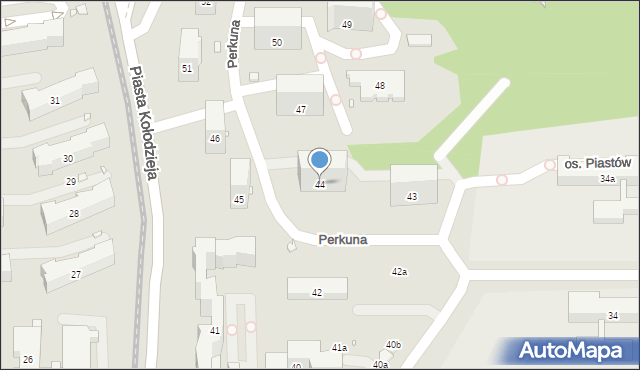Kraków, Osiedle Piastów, 44, mapa Krakowa