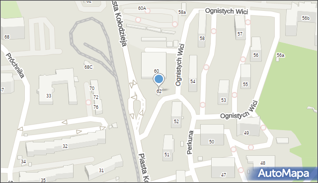 Kraków, Osiedle Piastów, 62, mapa Krakowa