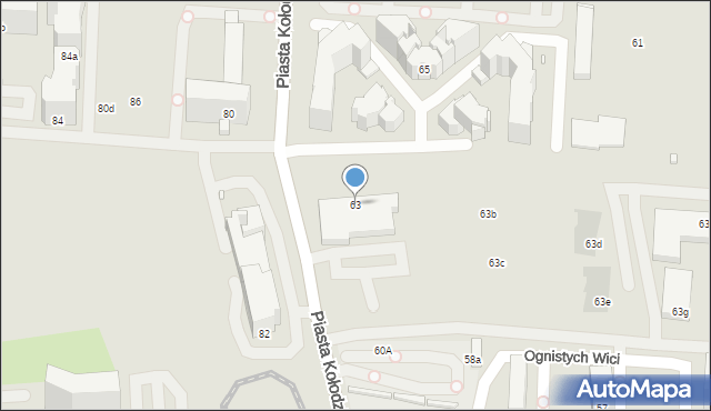 Kraków, Osiedle Piastów, 63, mapa Krakowa