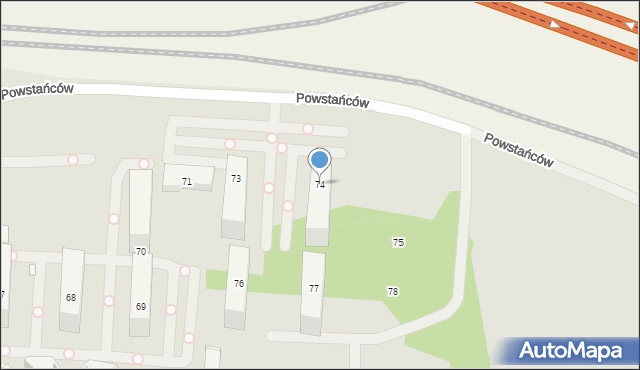 Kraków, Osiedle Piastów, 74, mapa Krakowa