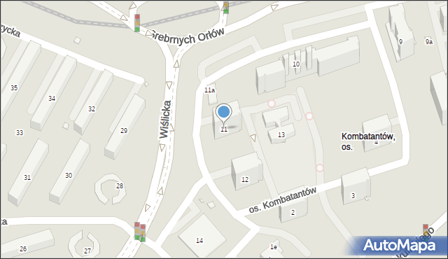 Kraków, Osiedle Kombatantów, 11, mapa Krakowa
