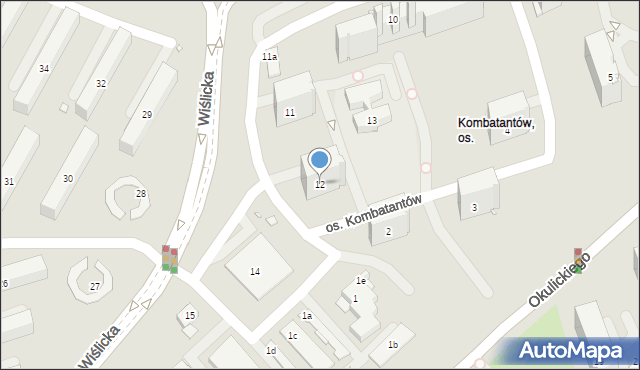 Kraków, Osiedle Kombatantów, 12, mapa Krakowa