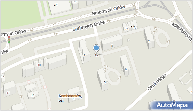 Kraków, Osiedle Kombatantów, 9a, mapa Krakowa