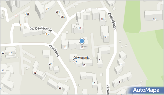 Kraków, Osiedle Oświecenia, 13, mapa Krakowa
