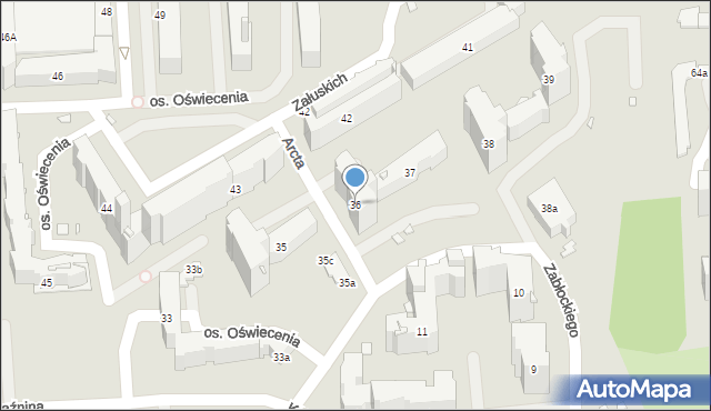 Kraków, Osiedle Oświecenia, 36, mapa Krakowa