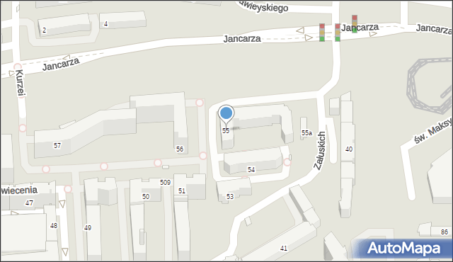 Kraków, Osiedle Oświecenia, 55, mapa Krakowa