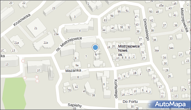 Kraków, Osiedle Mistrzejowice, 5, mapa Krakowa