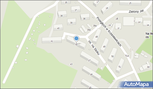 Kraków, Osiedle na Stoku, 42, mapa Krakowa