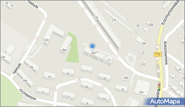 Kraków, Osiedle na Wzgórzach, 17d, mapa Krakowa