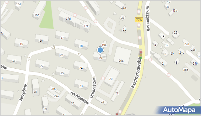 Kraków, Osiedle na Wzgórzach, 19, mapa Krakowa