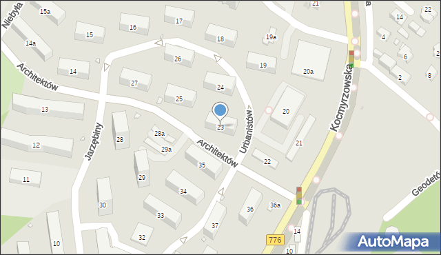 Kraków, Osiedle na Wzgórzach, 23, mapa Krakowa