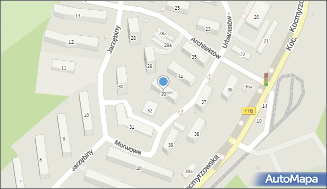 Kraków, Osiedle na Wzgórzach, 33, mapa Krakowa