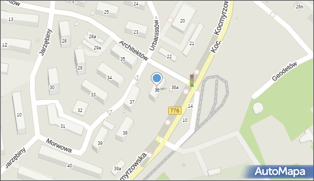 Kraków, Osiedle na Wzgórzach, 36, mapa Krakowa