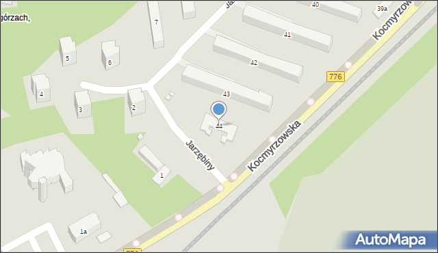 Kraków, Osiedle na Wzgórzach, 44, mapa Krakowa