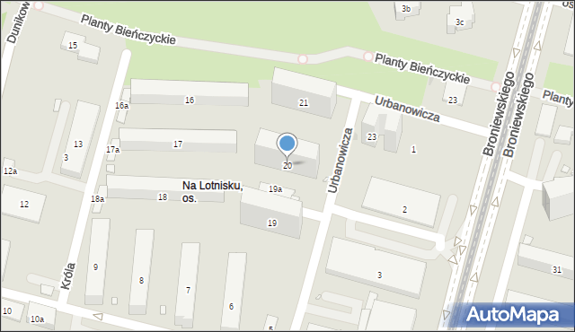 Kraków, Osiedle na Lotnisku, 20, mapa Krakowa