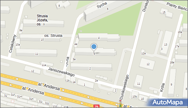 Kraków, Osiedle Strusia Józefa, 3, mapa Krakowa