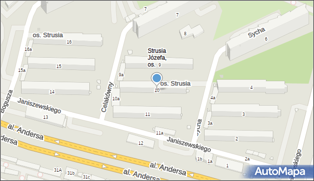 Kraków, Osiedle Strusia Józefa, 10, mapa Krakowa