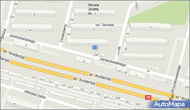 Kraków, Osiedle Strusia Józefa, 11a, mapa Krakowa