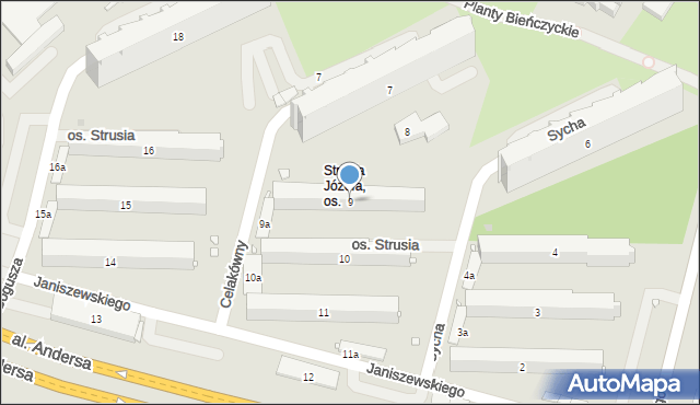 Kraków, Osiedle Strusia Józefa, 9, mapa Krakowa