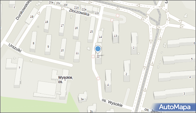 Kraków, Osiedle Wysokie, 12, mapa Krakowa
