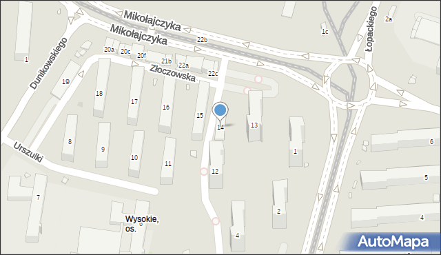 Kraków, Osiedle Wysokie, 14, mapa Krakowa
