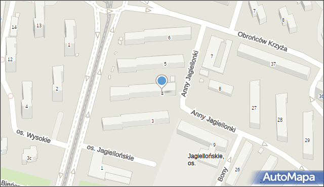 Kraków, Osiedle Jagiellońskie, 4, mapa Krakowa