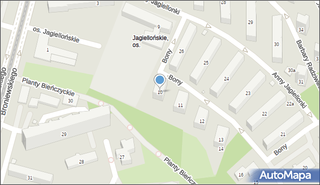 Kraków, Osiedle Jagiellońskie, 10, mapa Krakowa