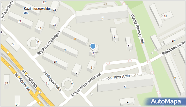 Kraków, Osiedle Kazimierzowskie, 4, mapa Krakowa