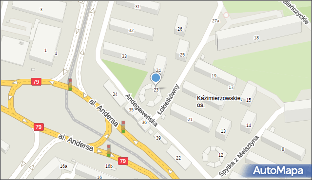 Kraków, Osiedle Kazimierzowskie, 23, mapa Krakowa