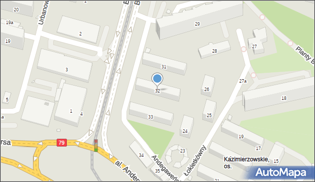 Kraków, Osiedle Kazimierzowskie, 32, mapa Krakowa