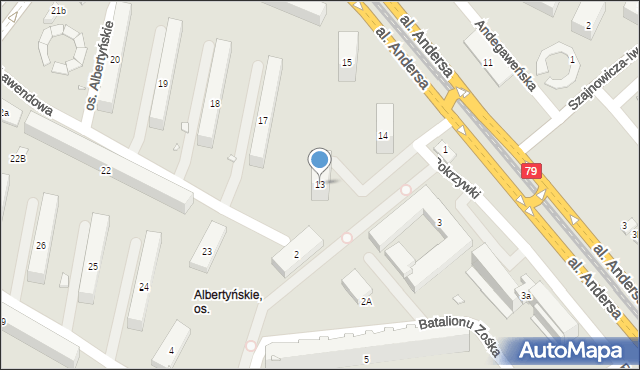 Kraków, Osiedle Albertyńskie, 13, mapa Krakowa