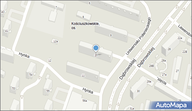 Kraków, Osiedle Kościuszkowskie, 10, mapa Krakowa