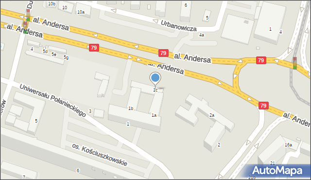 Kraków, Osiedle Kościuszkowskie, 1c, mapa Krakowa
