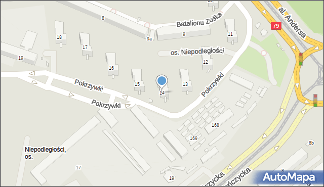 Kraków, Osiedle Niepodległości, 14, mapa Krakowa